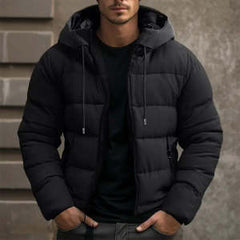 Men's Hooded Jacket Winter Pockets Zip-up Coat Casual Outerwear Clothing