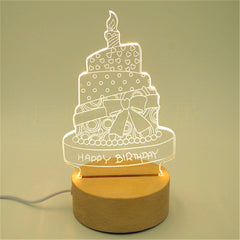 3D solid wood table lamp