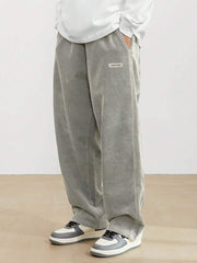 Men's Drawstring Trousers Casual Loose-fitting Pockets Straight Pants Sports Clothing