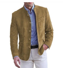 Men's Business Casual Suit Jacket Autumn Winter Fashion Commuter Daily Basic Blazer Solid Stand Collar Jacket Men's Clothing