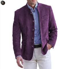 Men's Business Casual Suit Jacket Autumn Winter Fashion Commuter Daily Basic Blazer Solid Stand Collar Jacket Men's Clothing