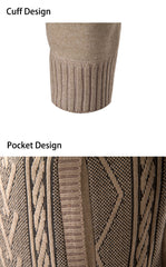 Casual Stand-up Collar Sweater Fashion Jacquard Zip-up Knitted Cardigan Tops Men's Clothing